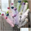 Decorative Flowers Wreaths Simation Flower Emation Eather Rose Foamed Artificial Pure Colour Dry Flowers Bouquet Party Wedding Cer Dhyst