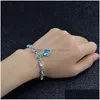 Altri set di gioielli Bracciale con ciondolo a forma di cuore in cristallo Braccialetti con diamanti blu mare Gioielli di moda per le donne Regalo per bambini Drop Delivery Set Dh4W1