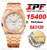 IPF 41mm 1540 A3120 Automatisk herrklocka Ultra-tunn 9,8 mm Rose Gold Silver Textured Dial Stick Markers Rostfritt stål Armband Super Edition Watches Puretime E5