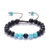 Beaded 8Mm Yoga Lava Rock Bracelet Strand String Natural Stone Tiger Eye Turquoise Essential Oil Diffuser Bracelets Women Men Fashio Dhocg