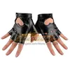 ST441 1 paire Punk Hip-hop PU noir demi-doigt gants en cuir carré ongles mode main plus chaud hiver gants chaud sans doigts