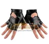 ST441 1 Paar Punk Hip-Hop PU Schwarz Half-finger Leder Handschuhe Platz Nagel Mode Hand Wärmer Winter Handschuhe warme Fingerlose