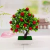 Decorative Flowers Bonsai Artificial Plants Mandarin Orange Blooming Fruit Tree Potted For Home Garden Wedding Decoration Fake Plant Craft