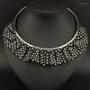 Choker UKMOC Fashion Women Chaem Jewelry Krótki projekt Akcesoria w sprayu Farba Rhinestone BIB Oświadczenie Naszyjniki