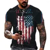 T-shirts pour hommes Mode USA Drapeau Modèle 3D Imprimer Chemise Été Streetwear Tendance O-cou À Manches Courtes Hommes Vêtements Haut Surdimensionné