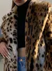 Kvinnors päls faux lautaro vinterlånga varma tjocka leopard fluffiga kappa tiger tryck bana lösa lyxdesigner kläder 221124