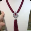 Mode smycken lila Jade Stone Zircon Clasp Tassel Necklace Long