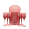 Różowy pomarańczowy plastikowy akrylowy szampan lód wiadra pc wina flet i szklane wiadra gier
