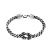 Chaîne Bracelets Noeud Torsadé Argent Sterling 925 17 19 cm Punk antique Liens Vintage Chaînes faites à la main Fermoirs de homard Mode Bijoux de luxe Accessoires Cadeaux pour hommes