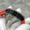 Luxury Designer Mens Skeleton Watch carbon fiber Case Red Rubber strap mechanical selfwinding Glide smooth second hand wristwatch5052811