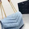 Lüks Tasarımcı For For Kadınlar Denim omuz çantaları kot pantolon küçük çapraz çantalar kapitone zincir deri kayış el çantası kovboy moda gündelik çanta tote