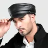 Berets 2022 Spring/Winter Unisex 55-60 CM Balck Genuine Leather Military Hats Windproof Baseball Caps Gorras