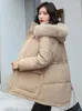 女性のトレンチコートailegogo冬の女性フード付きゆるい厚い暖かい人工毛皮襟パーカーカジュアルメスジッパーポケットコットンコート