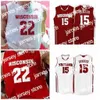 Basketball Nik1 NCAA Wisconsin Badgers Basketball Jersey 0 D'Mitrik Trice 1 Brevin Pritzl 2 Aleem Ford 3 Walt McGrory cousu sur mesure