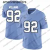 UNC North Tar Heels #98 Lawrence Taylor 49 Julius Peppers 85 Eric Ebron 10 Mitchell Trubisky Emekli Vintage Futbol Forması