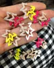 Hoop Earrings Half Cz Enamel Star Shaped Earring Fashion 2022 Christmas Gift Women Jewelry