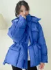 Piumino da donna Fitaylor Giacca invernale con cappuccio in piuma leggera da donna 90% anatra bianca Cappotto spesso caldo Irregolare a vita alta Fluffy Outwear 221124