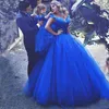 Girl Dresses Blue Children's Prom Dress A-Line Sleeveless Fashion Long Glitter Evening Lace Princess Night Formal Party Gown Tutu Skirt