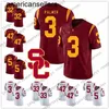 USC Trojans # 3 Carson Palmer 21 Su'a C 22 Lynn Swann 33 Marcus Allen 47 Clay Matthews Maillot de football vintage à la retraite rouge blanc