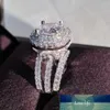 Rings de banda Trendy Luxury Big 925 Sterling Silver NoivG -Gert Ring for Women and Ladys Christmas Gifts With Cushion Zirconia Wedding R4898