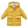 Down Coat Winter childrens cotton padded jacket thickened long sleeve hooded for boys and girls 221125