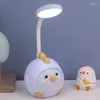 Lampade da tavolo Ricarica USB Lampada da notte per dormire Pulcino Lampada da scrivania per cartoni animati Protezione per gli occhi LED da lettura a risparmio energetico per regalo per bambini