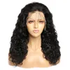 흑인 여성을위한 13x4 HD 투명한 깊은 곱슬 레이스 전면 인간의 머리 가발 말레이시아 제리 정면