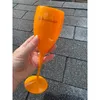 Rosa-orangefarbener Kunststoff-Acryl-Champagner-Eiskübel, PC, Weinflöte und Glaseimer, Glaskühler-Set