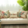 Pillow American Cotton Cover Birds Leaves Letter Case Linen Side Sofa Decorative Home Decor Rectangle 50