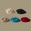 Bérets dauphin femmes laine champignon Rimi bleu automne hiver métal chapeau haut tricot artiste casquette peintre bonnet doux