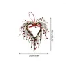 Decorative Flowers Heart Valentines Berry Wreath With Lights 20 LEDs Battery Operated For Home Front Door Wedding Party Anniversary Decor