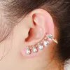 Boucles d'oreilles Zldyou belles strass de strass de joaillerie Femmes Drop zircon oreille manche imitation perles oreillettes