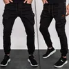 Pantaloni da uomo Uomo Primavera Estate Slim Tinta unita Cuciture da taschino Pantaloni da lavoro a vita media con lacci da uomo