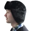 Bérets pour hommes, insigne soviétique d'hiver, chapeaux Lei Feng, chapeau de bombardier russe Ushanka, chaud en plein air, en velours épais, fausse fourrure, casquettes de neige