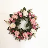 Decorative Flowers 32cm Simulation Rose Garland Fake Flower Door Wall Hanging For Wedding Home Living Room Birthday Party Decoration