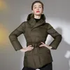 Damen-Daunenparkas, Winterjacken, ultraleichter, warmer, lässiger Mantel, weibliche Pufferjacke mit Gürtel, Übergröße mit Kapuze, Parka-Mantel 221124