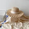 Cappelli 202204-lele Ins Summer Beach Ombra fatta a mano in paglia a tesa ondulata Holiday Street Kids Girl Hat Sun Cap Bambini Tempo libero