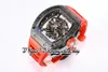 BBR V3 BBRF055 Heren Watch RMUL2 Automatische beweging 13,5 mm Ultradunne NTPT Koolstofvezel Kas Skelet Dial Red Natural Rubber Strap Super Edition Eternity Watches