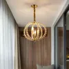 Chandeliers JMZM Crystal Chandelier Creative Ball Shape 레트로 빌라 연구 입구 복도 레스토랑 E14 광원