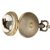 Montres de poche Antique Bronze loup dôme taille moyenne montre à Quartz Cosplay Anime horloge chaîne collier pendentif cadeaux pour hommes femmes