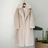 Cappotto caldo invernale in pelliccia sintetica da donna, colletto rovesciato lungo e spesso Casaco Feminino 221124