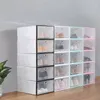 Clothing Storage 4pcs Transparent ShoeBox Shoe Boxes Thickened Dustproof Shoes Organizer Box Can Be Superimposed Combination Cabinet