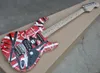 6 Strings Red Relic Electric Guitar with Black and White Stripes Floyd Rose Maple FretboardCustomizable