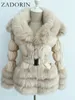 Dames down parkas zadorin dames winter jas warme witte eend jas vrouwen afneembare mouw en kap faux bont zwarte puffer 221124