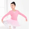 Stage Wear 2022 Mode Fille Ballet Gymnastique Justaucorps Veste À Manches Longues Pull De Danse Couche De Finition Enfants Vêtements Wrap