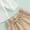 Kläduppsättningar småbarnsflicka pojke 3 bit sommar avslappnad kläder långärmad ren skjorta tank tops shorts set