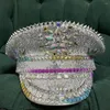 Berets Fashion Women Wojskowy kapelusz luksusowy punkowy srebrny cekin spalanie kapitana sierżanta festiwalu rave festival tydzień jacht tydzień