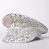 Berets Women Bride Military Hat For Lady Sergeant Bridal Rhinestone Hen Do Festival Captain Birthday Part Can Customize