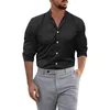 Casual shirts voor heren mannen mode Koreaanse stijl kleding massief kleur slanke lange mouw stand kraag met één borsten shirt vintage