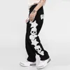 Men's Jeans Skull and Five Stars Towel Embroidery Ripped Mens Pants Harajuku Vibe Style Streetwear Oversize Casual Denim Trousers 221124